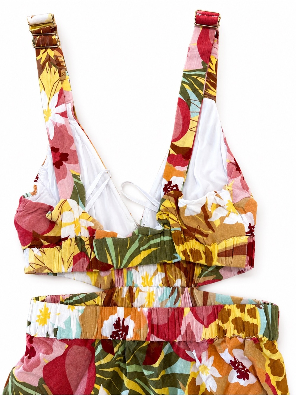 MinkPink Tropical Floral Maxi Dress Size Small Adjustable Straps Boho Resort - Picture 4 of 4